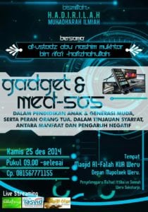 Read more about the article Hadirilah Muhadharah ILmiyah ” Gadget dan Medsos” 25/12/2015