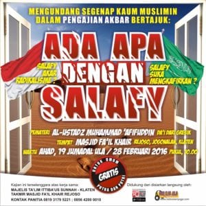 Read more about the article HADIRILAH PENGAJIAN AKBAR ” ADA APA DENGAN SALAFY” 28/02/2016