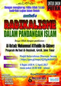 Read more about the article HADIR & IKUTI KAJIAN ISLAM ILMIAH *RADIKALISME DALAM PANDANGAN ISLAMR* 02/04/2017